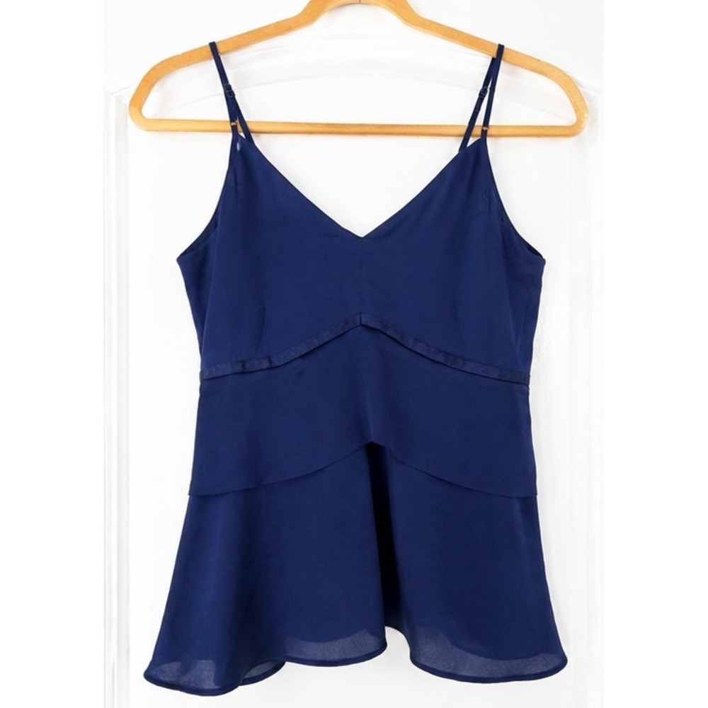 Y2K Banana Republic Navy Blue Tiered Cami Top V-Neck Ribbon Trim Y2K Size 2